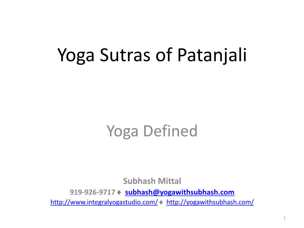 Yoga Sutras of Patanjali