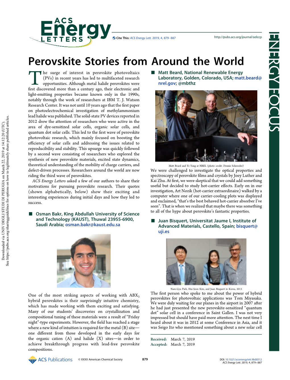 Perovskite Stories from Around the World