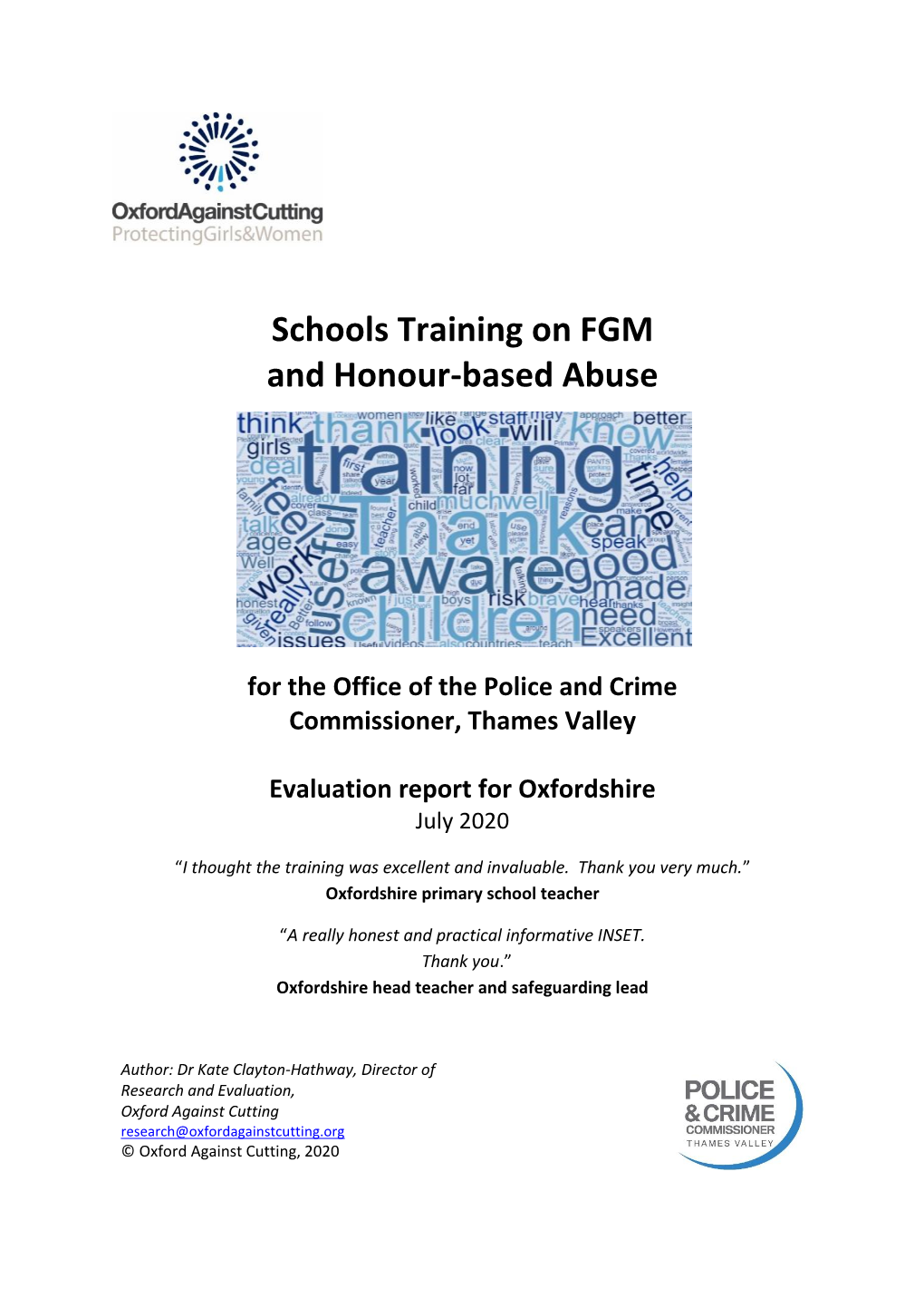 OAC Schools Evaluation Report 2020 Oxfordshire