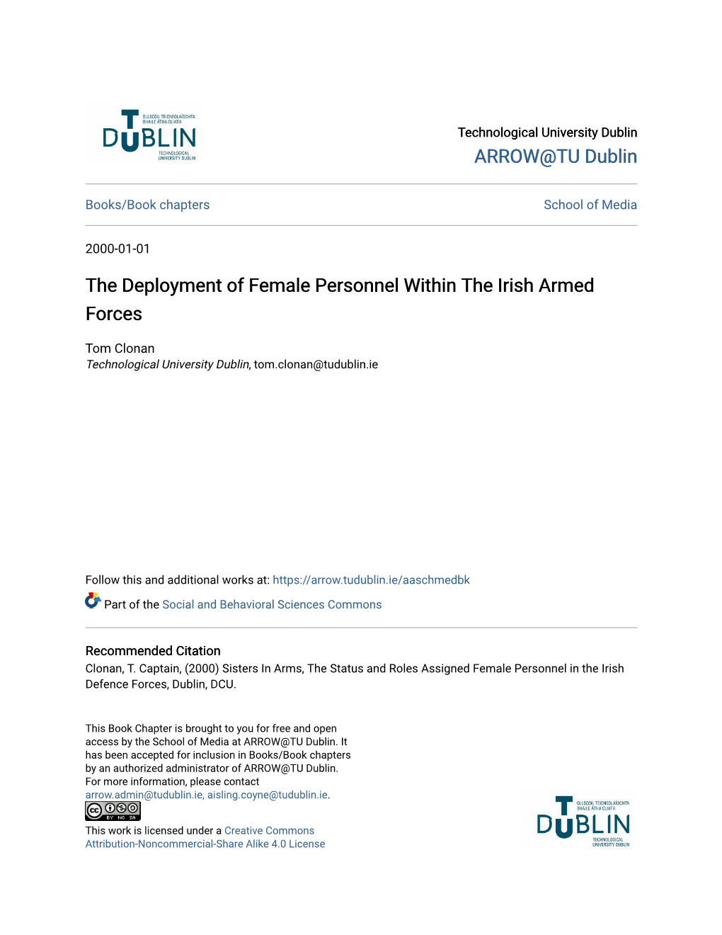 The Deployment of Female Personnel Within the Irish Armed Forces