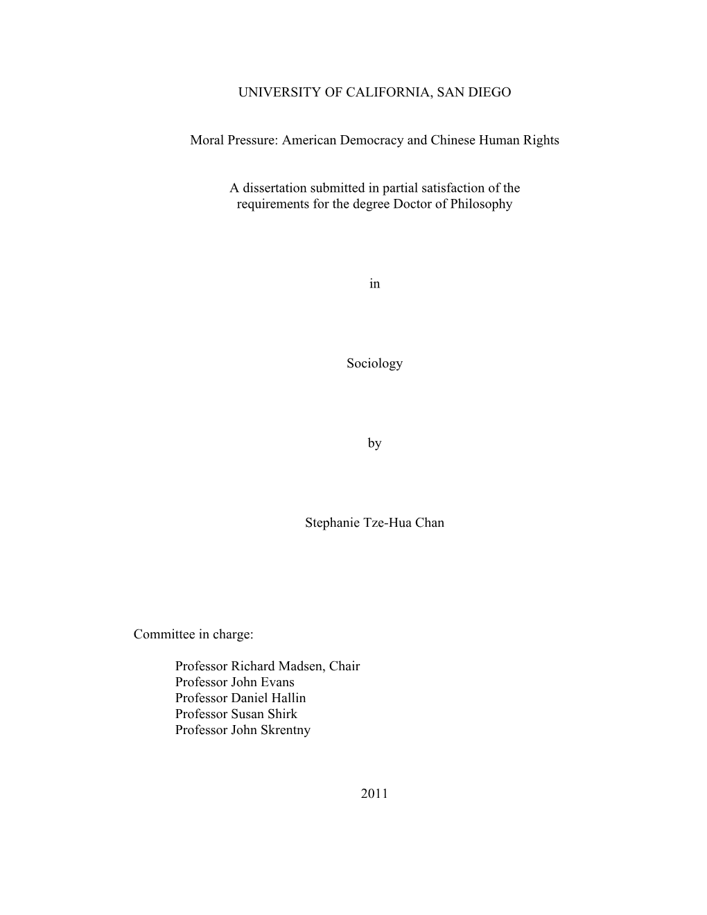 American Democracy and Chinese Human Rights a Dissertation