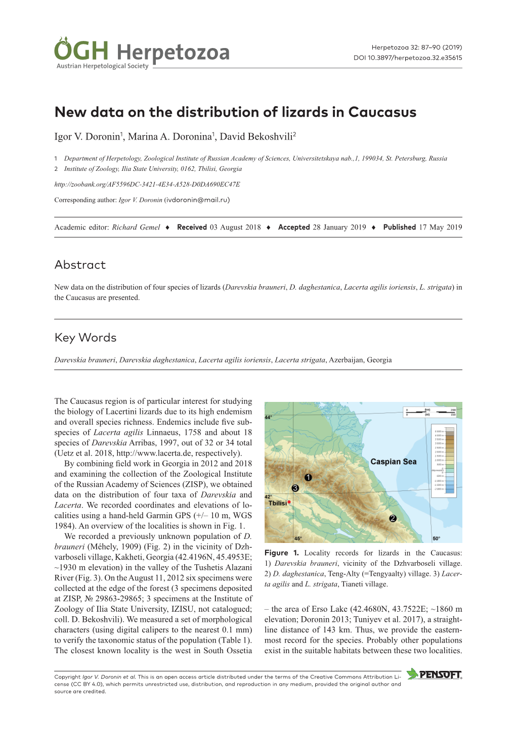 New Data on the Distribution of Lizards in Caucasus