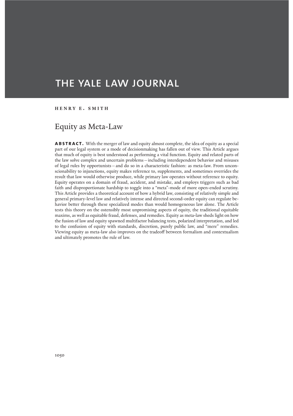 Equity As Meta-Law Abstract