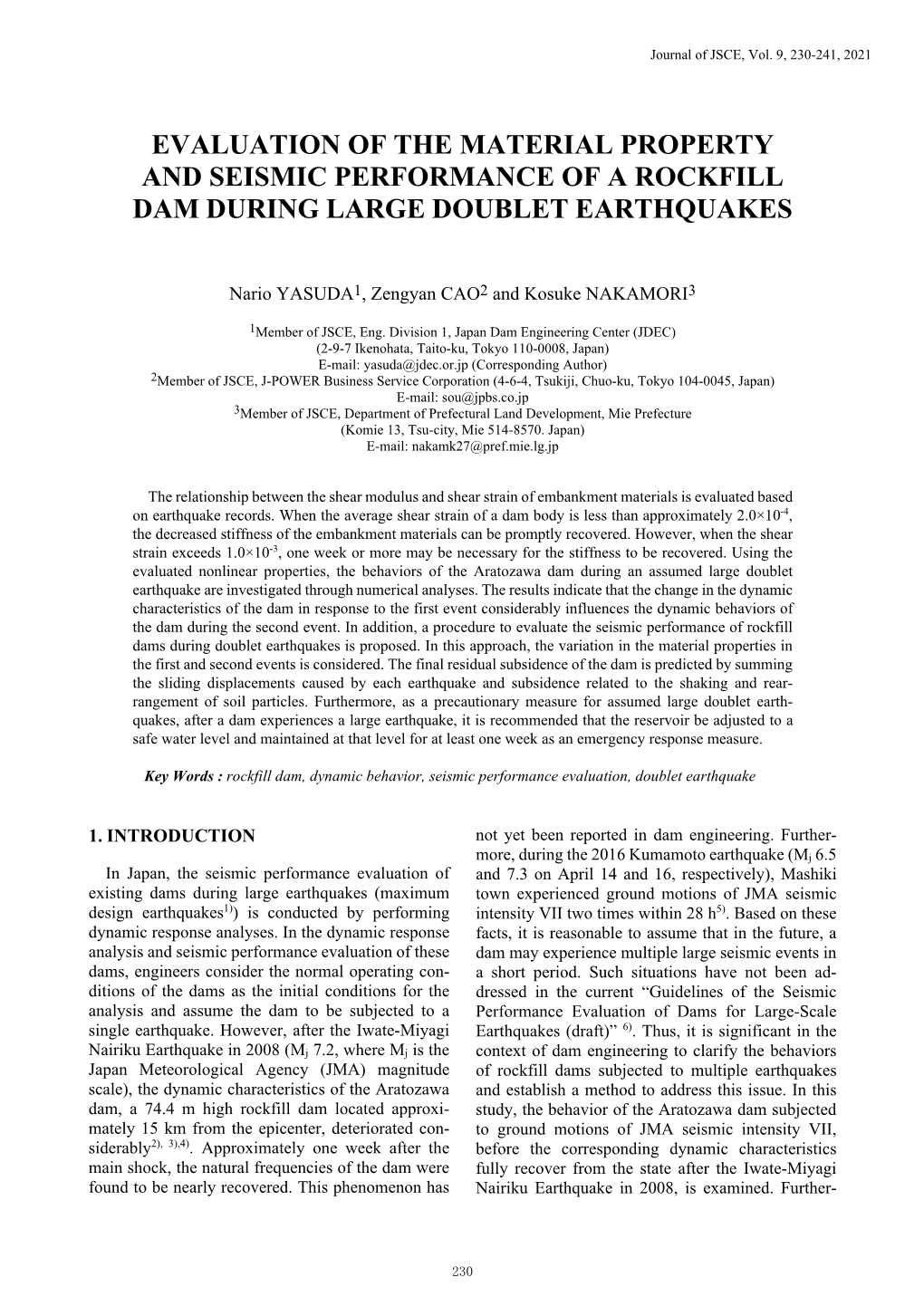 Evaluation of the Material Property and Seismic Performance of a Rockfill Dam During Large Doublet Earthquakes