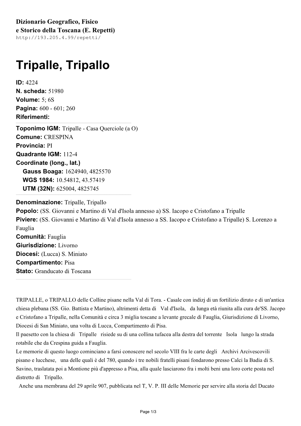 Tripalle, Tripallo