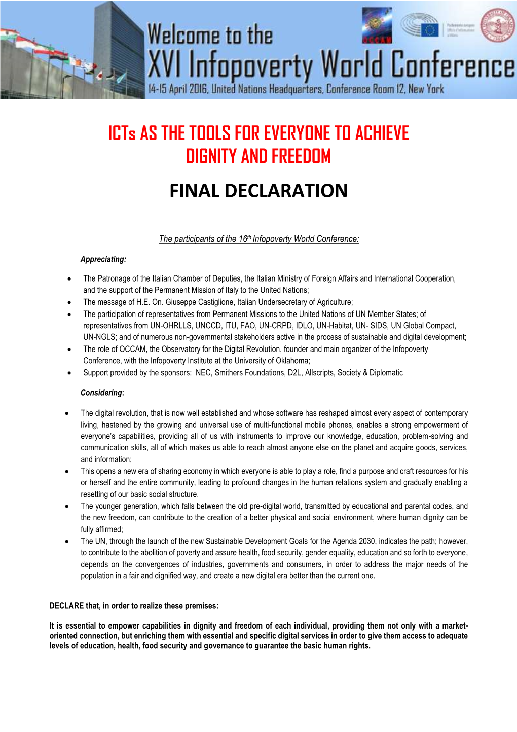 Final Declaration 16