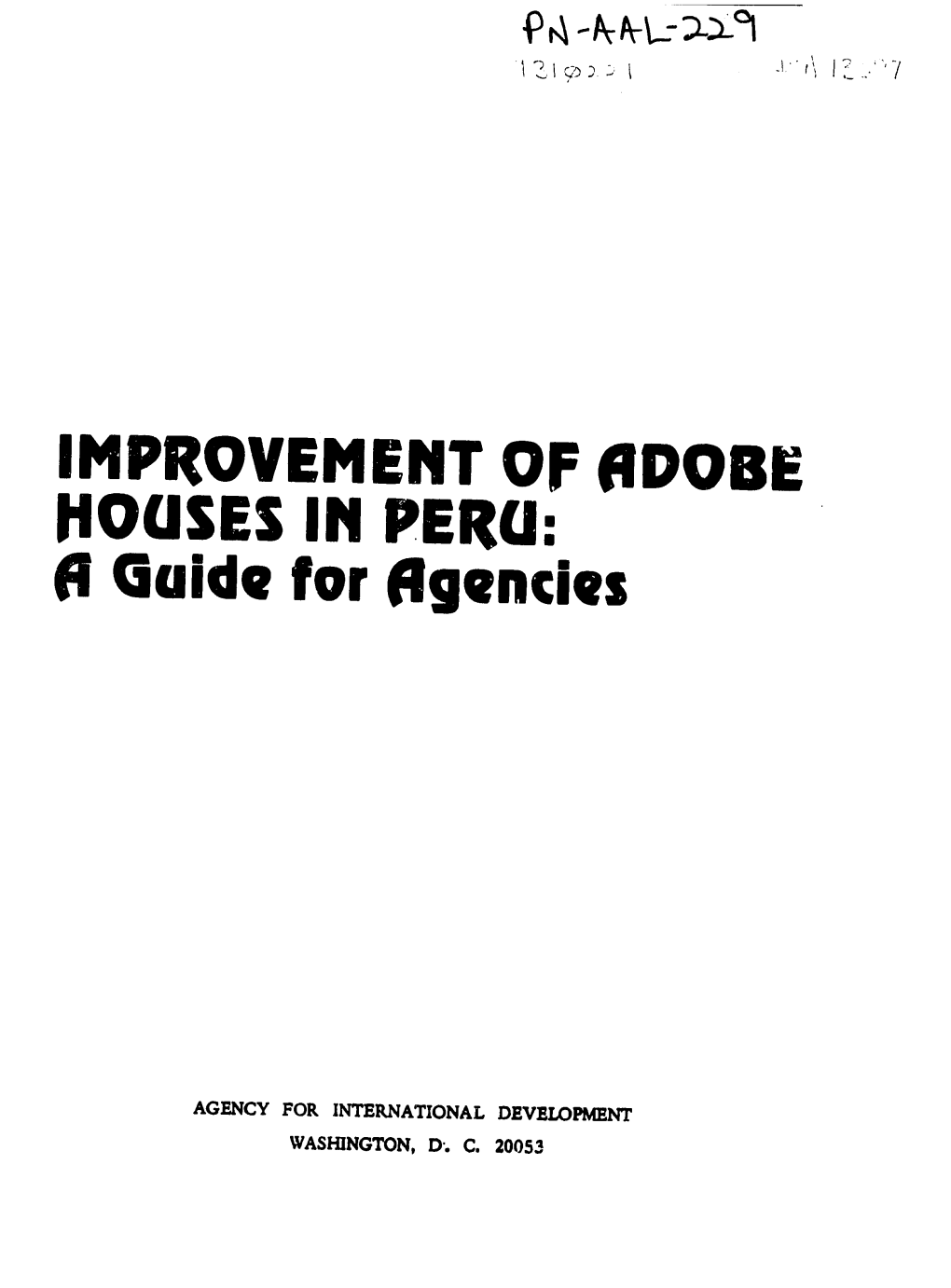 IMPROVEMENT of 6DOBE HOUSES in PERU: a Guide for Algencies