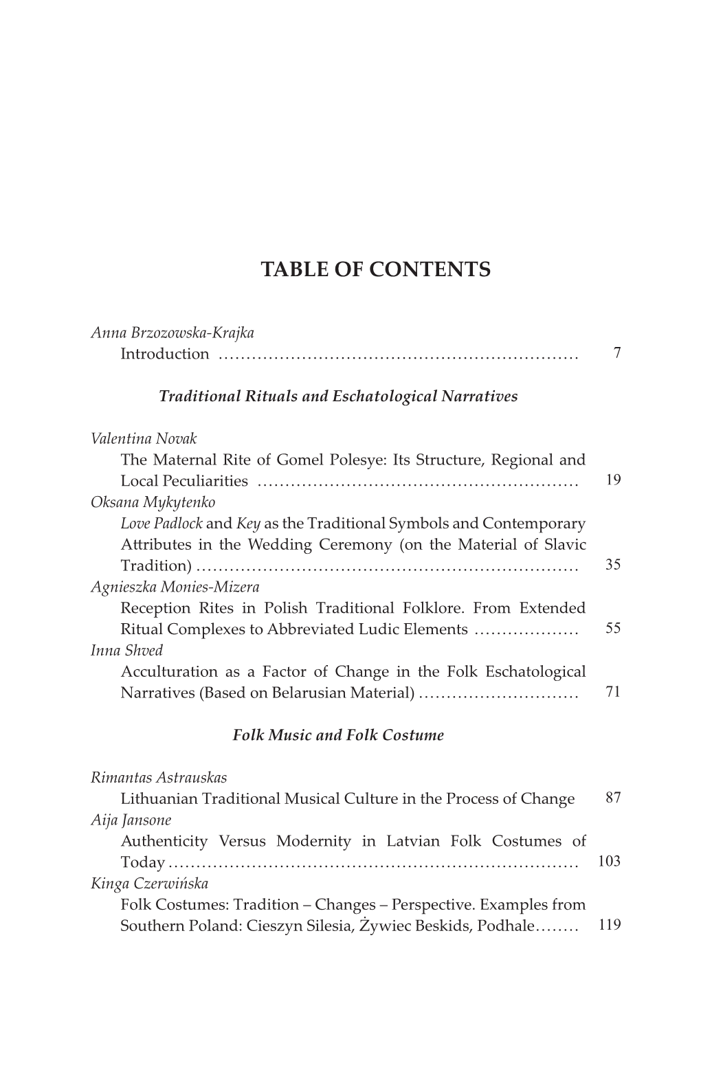 Table of Contents