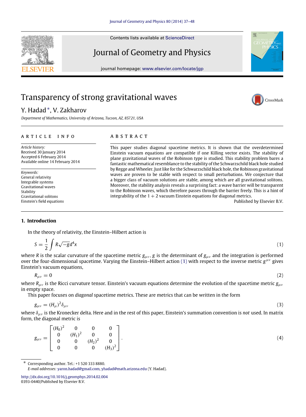 Transparency of Strong Gravitational Waves Y