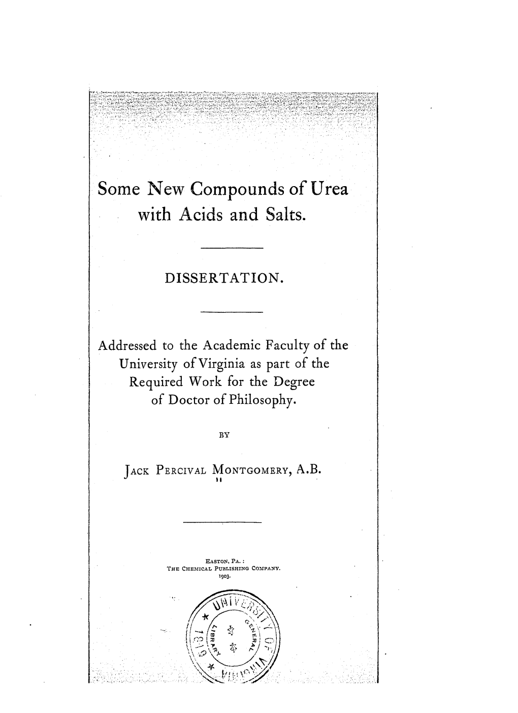 Some New Compounds of Urea with Acids and Salts