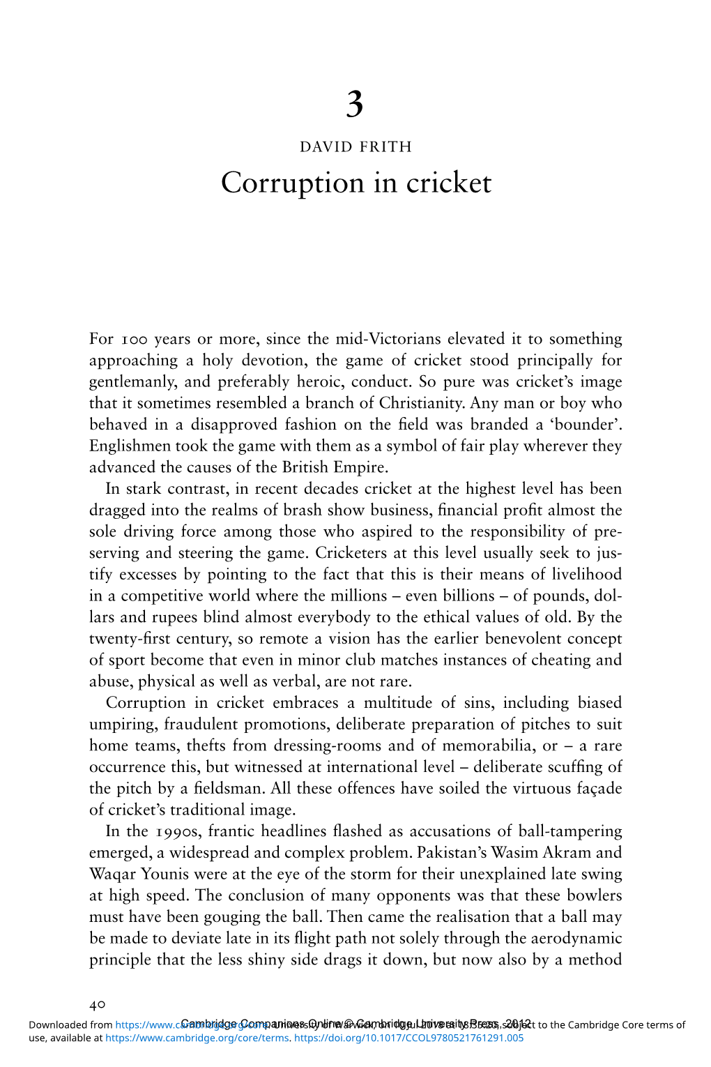 Corruption in Cricket