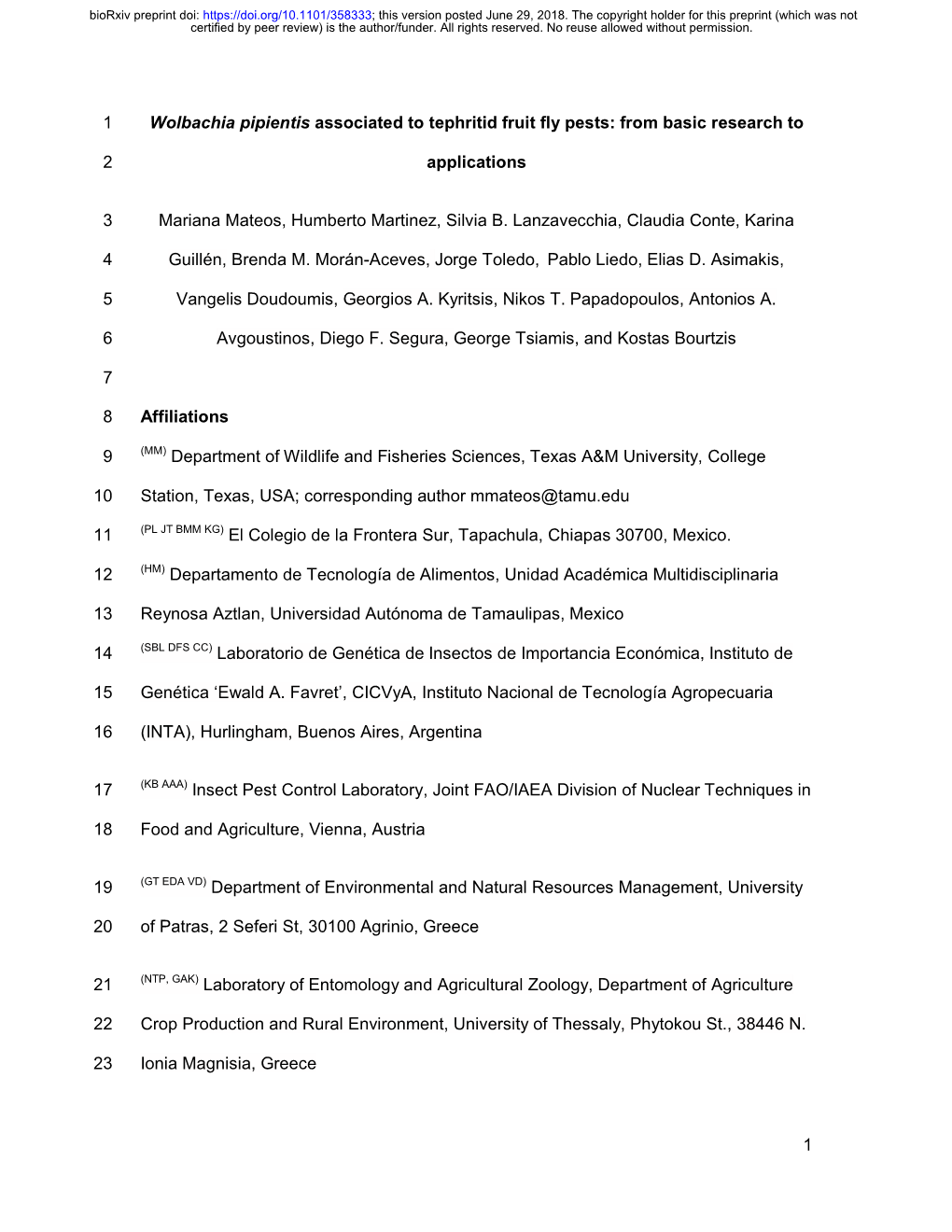 1 Wolbachia Pipientis Associated to Tephritid Fruit Fly Pests: from Basic Research To