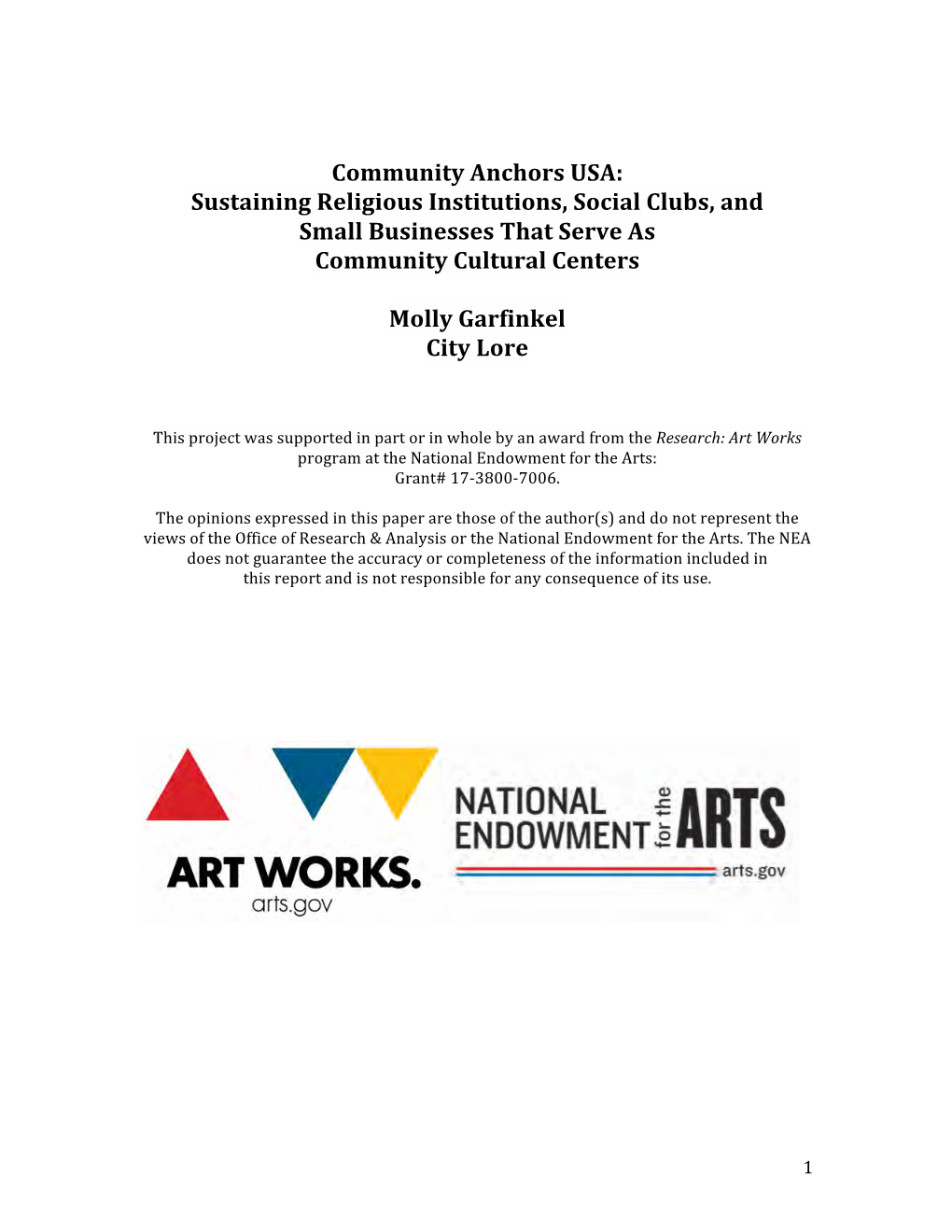 Community Anchors USA: Sustaining Religious Institutions, Social Clubs, and Small Businesses That Serve As Community Cultural Centers