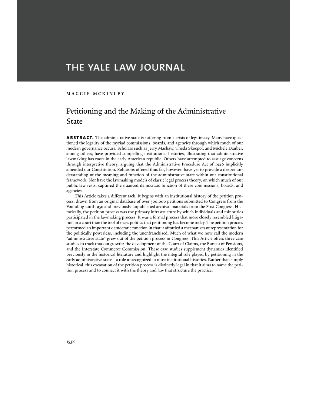 Petitioning and the Making of the Administrative State Abstract
