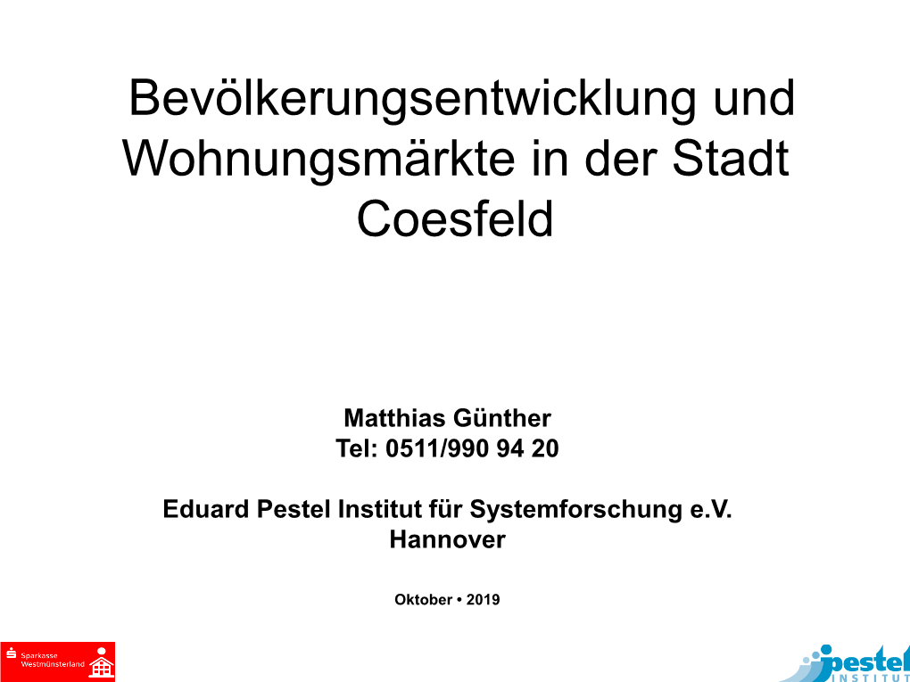 Wohnungsmarktanalyse Des Pestel Instituts Für Coesfeld