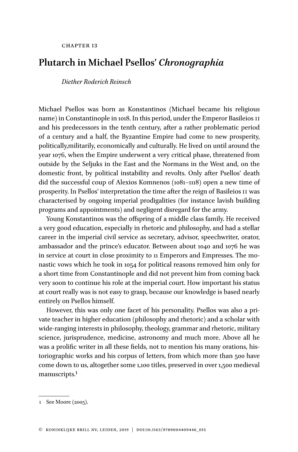 Plutarch in Michael Psellos' Chronographia