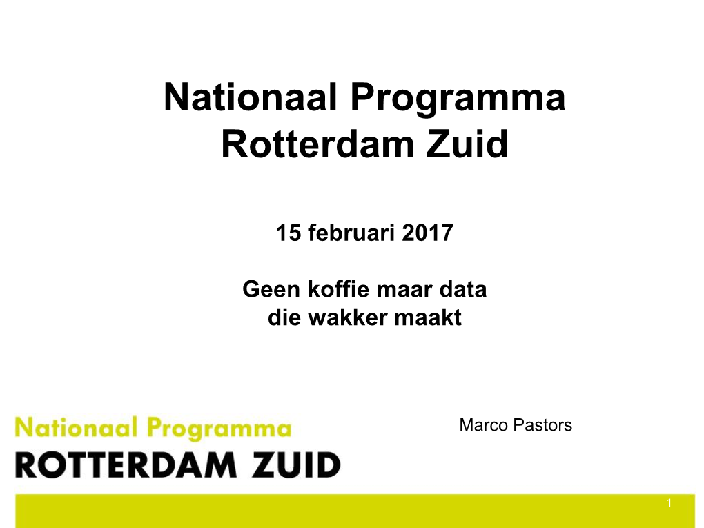 Uitvoeringsplan Nationaal Programma Rotterdam Zuid Partneroverleg