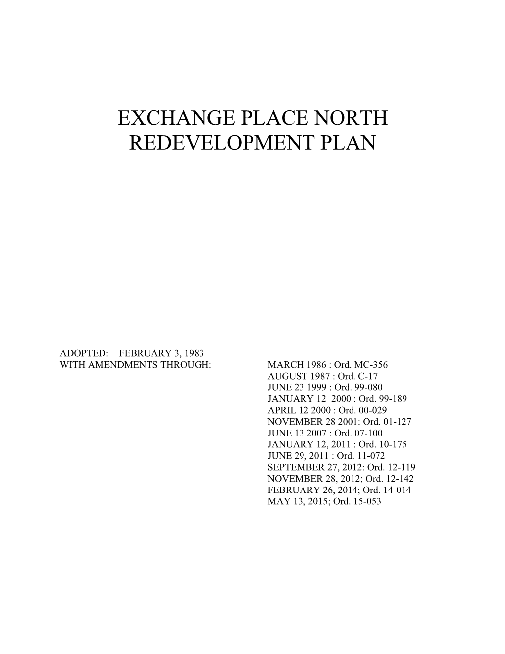 Exchange Place North Redevelopment Plan