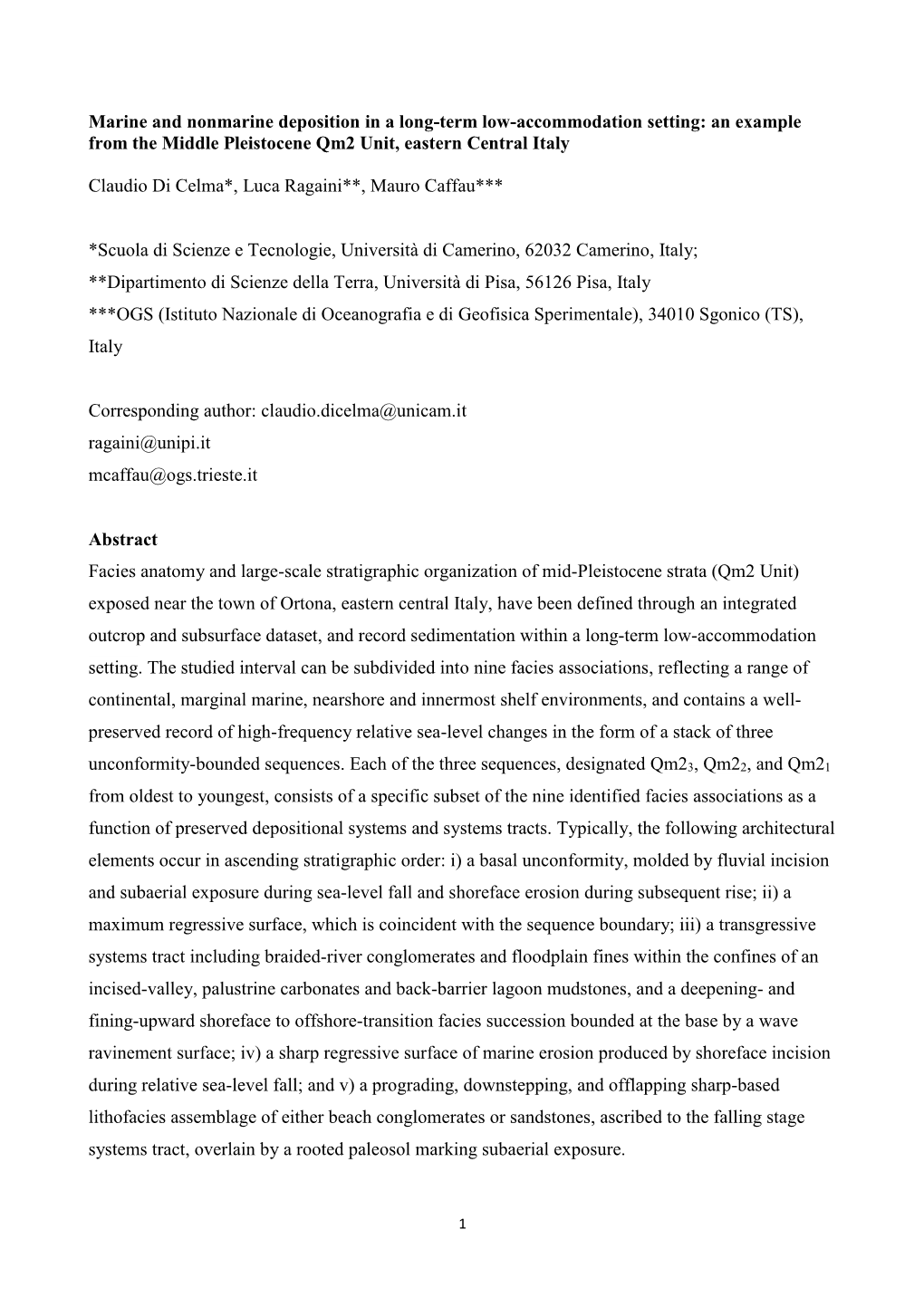 Sedimentology and Sequence Stratigraphy of Middle Pleistocene