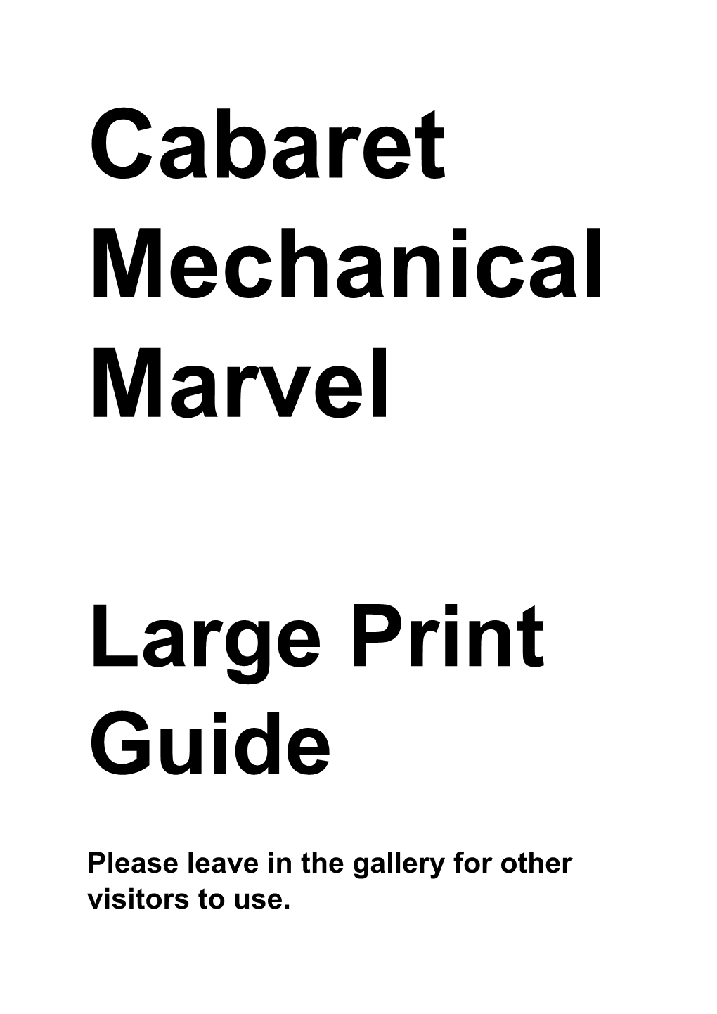 Cabaret Mechanical Marvels