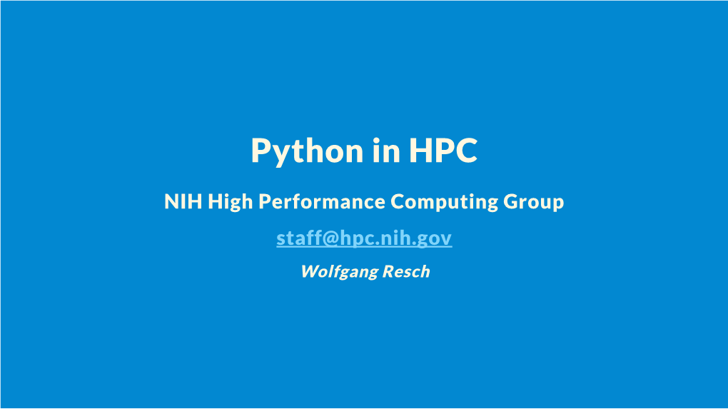 Python in HPC