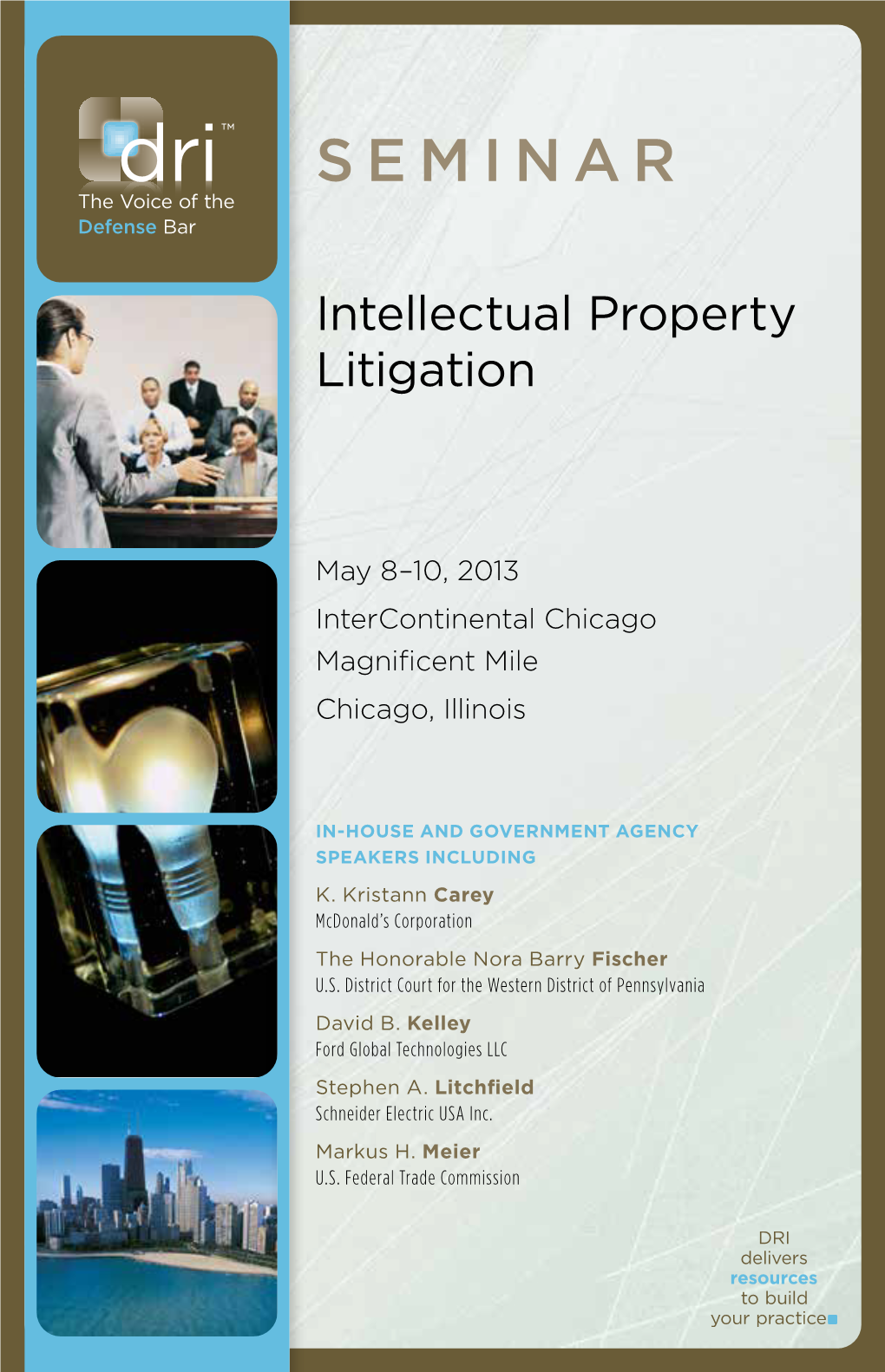 Seminar Brochure Is Co-Sponsored by Intellectual Property Litigation Seminar | May 8–10, 2013