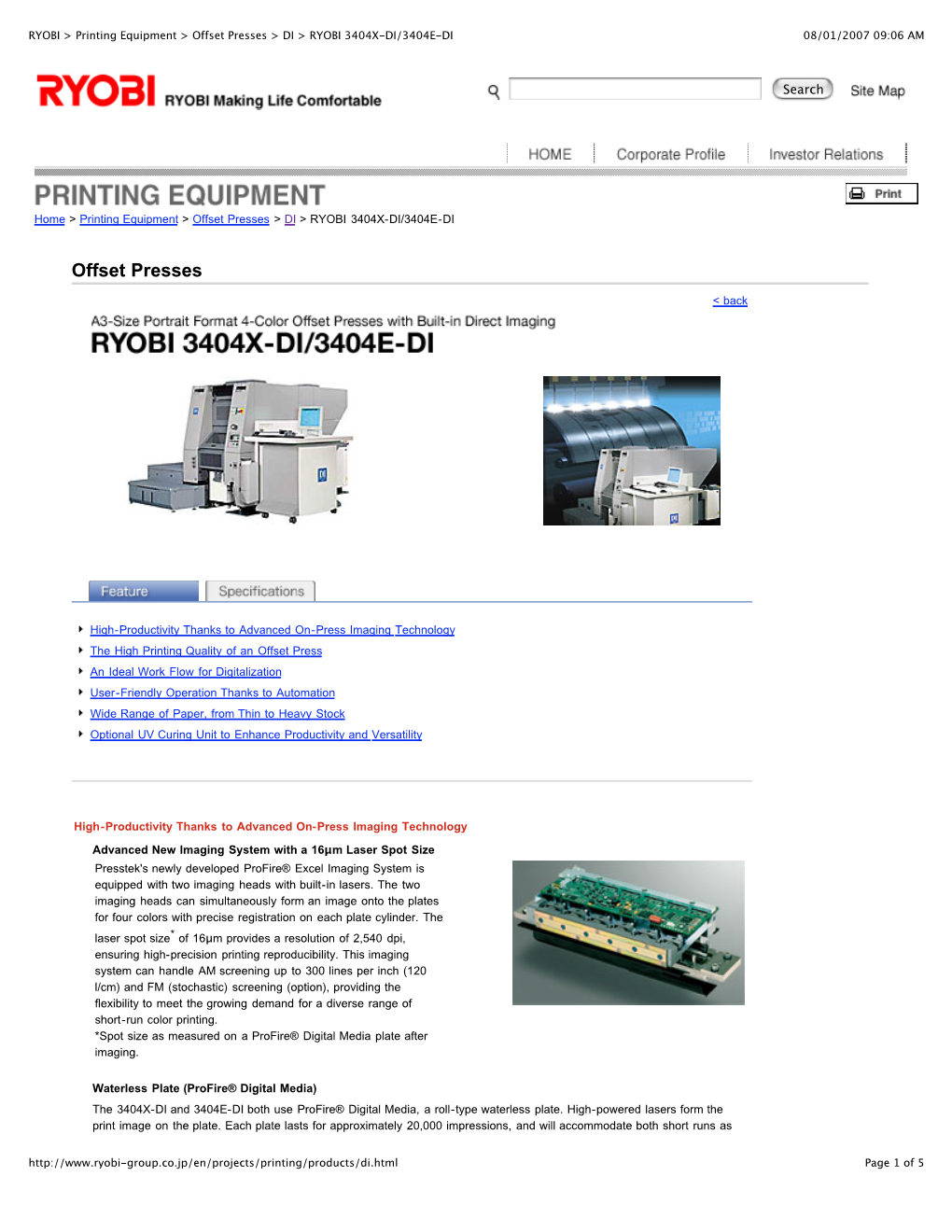 RYOBI &gt; Printing Equipment &gt; Offset Presses &gt; DI &gt; RYOBI 3404X-DI