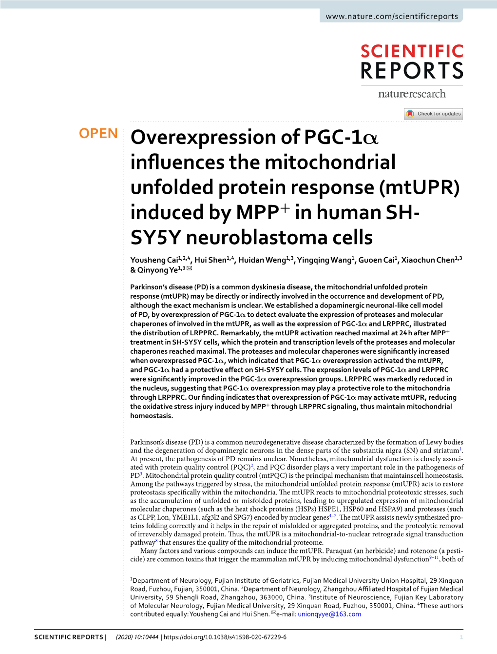 (Mtupr) Induced by MPP+ in Human SH-SY5Y Neurob