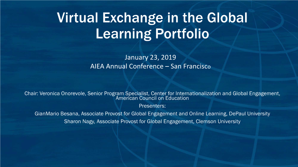 Virtual Exchange in the Global Learning Portfolio