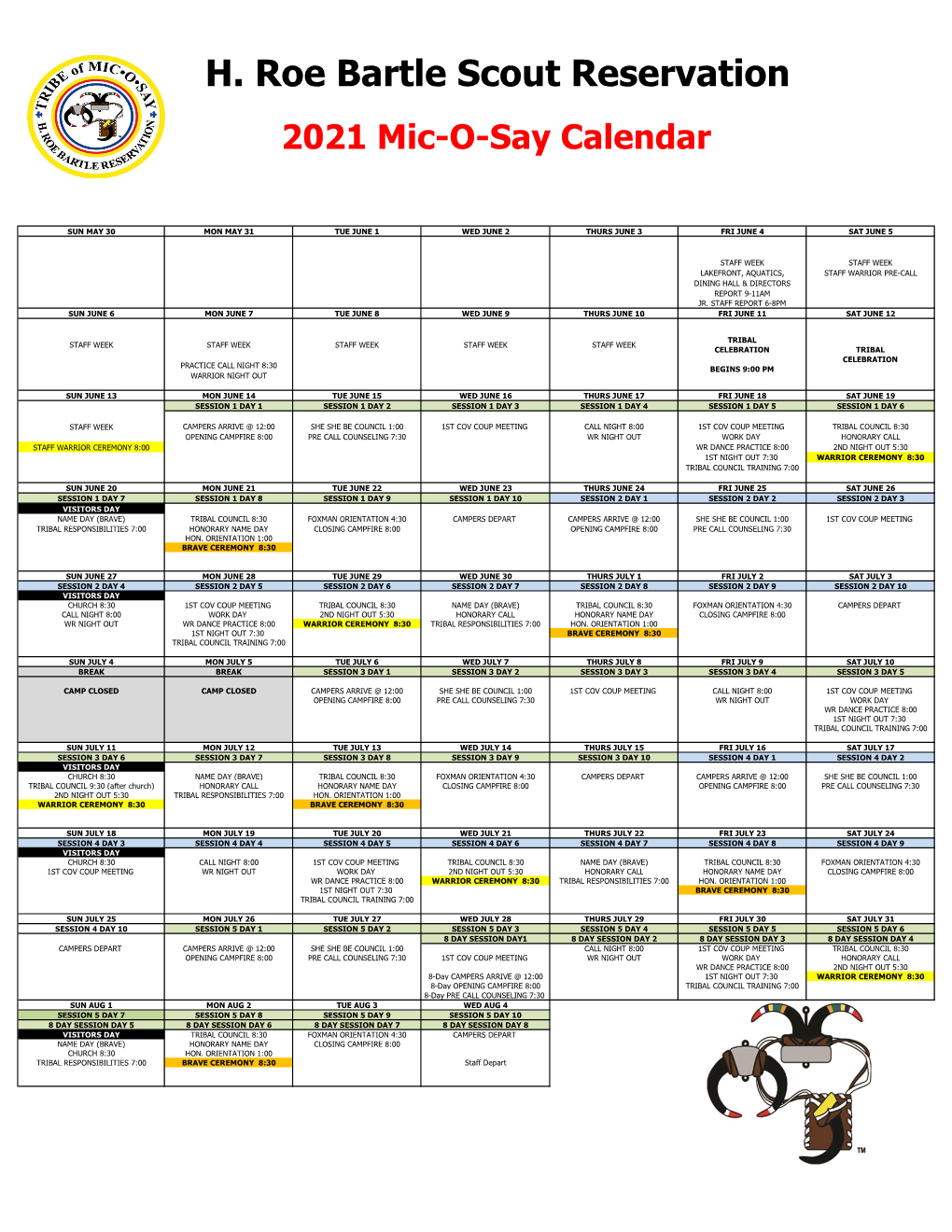 2021 MOS Calendar