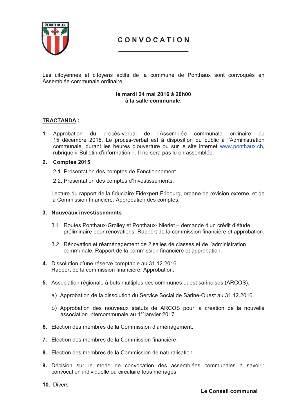 Bulletin D'information Mai 2016