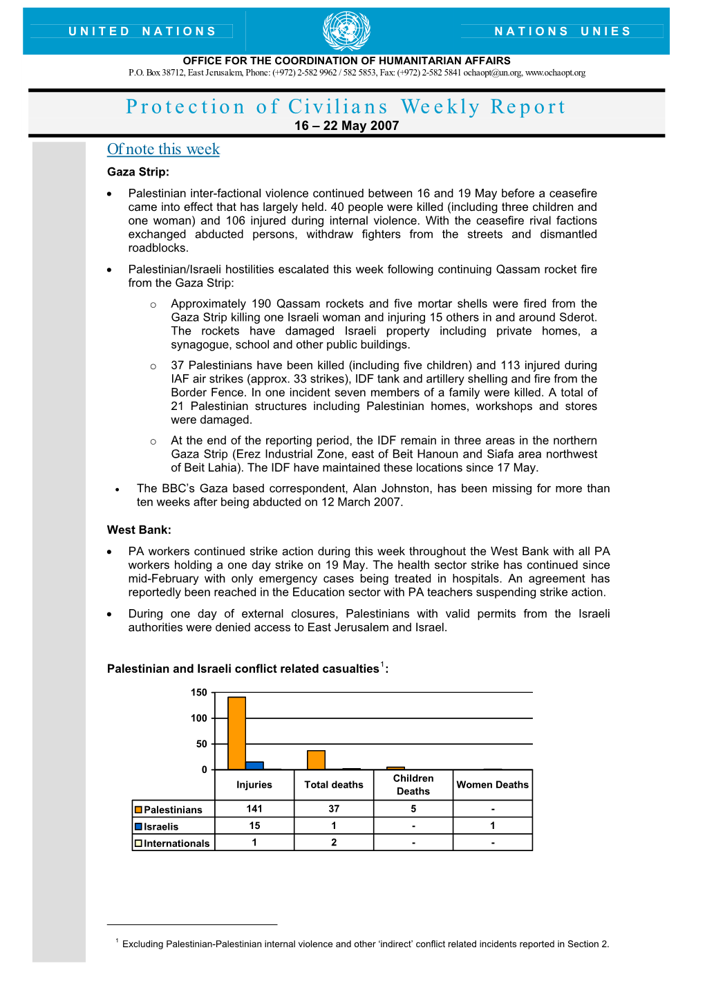 Protection of Civilians Weekly Report