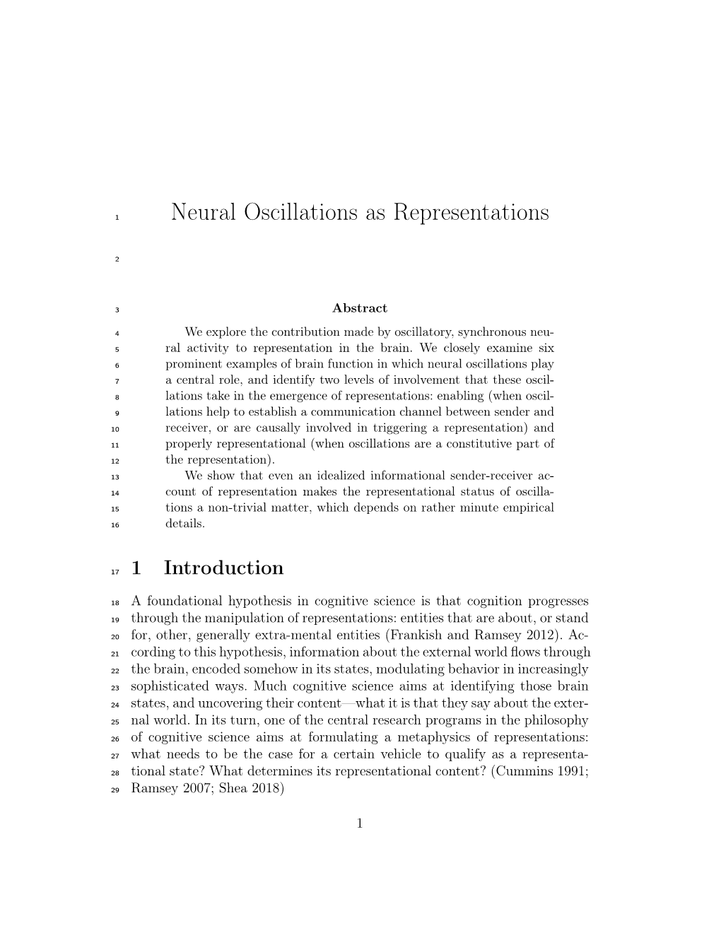 Neural Oscillations As Representations