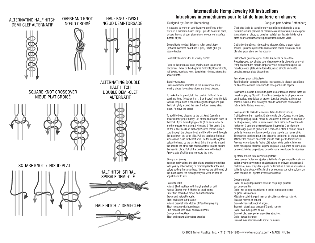 Intermediate Hemp Jewelry Kit Instructions Intructions
