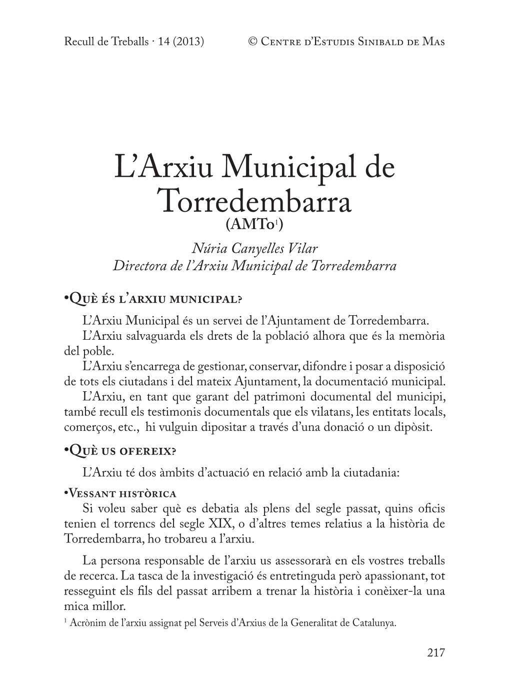 L'arxiu Municipal De Torredembarra