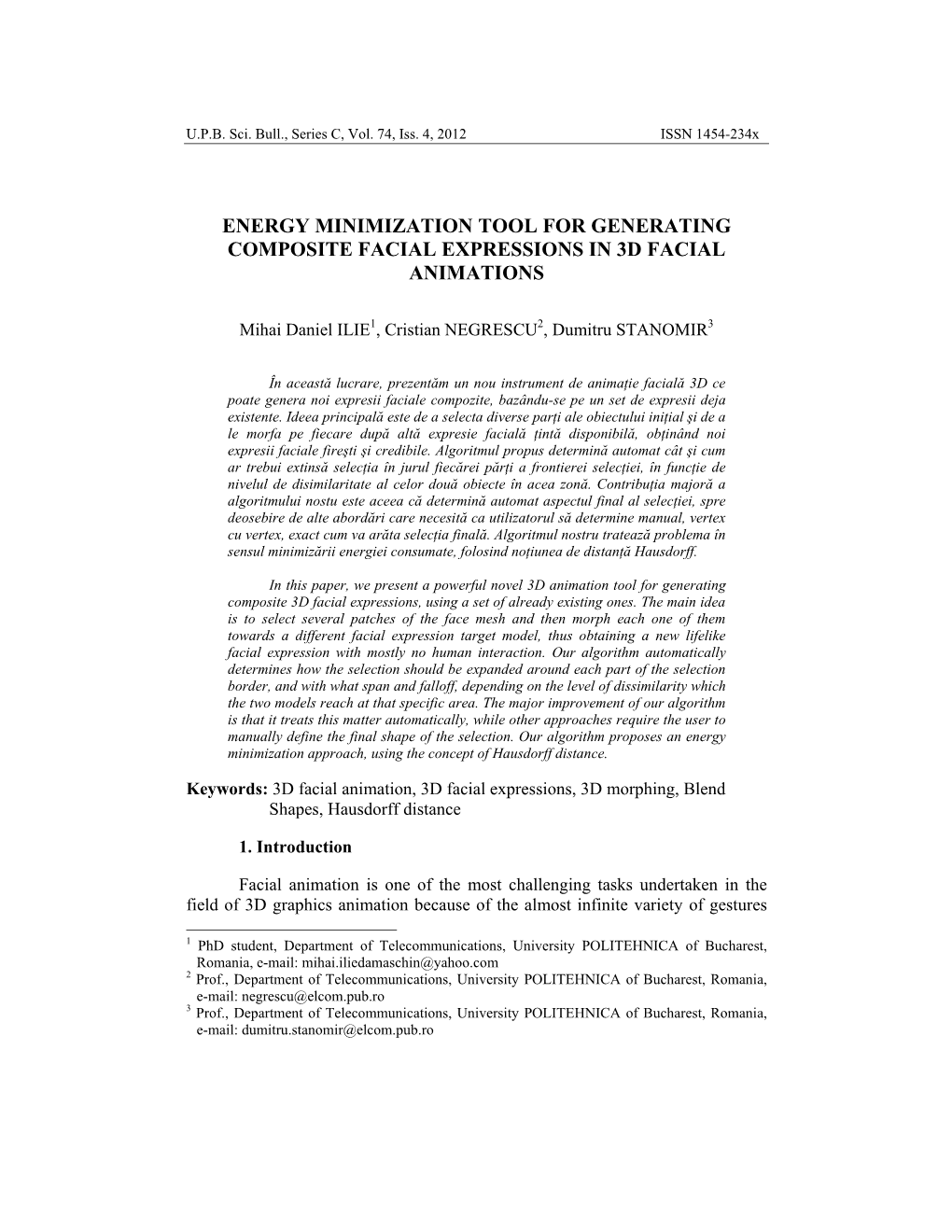 Energy Minimization Tool for Generating Composite Facial Expressions in 3D Facial Animations