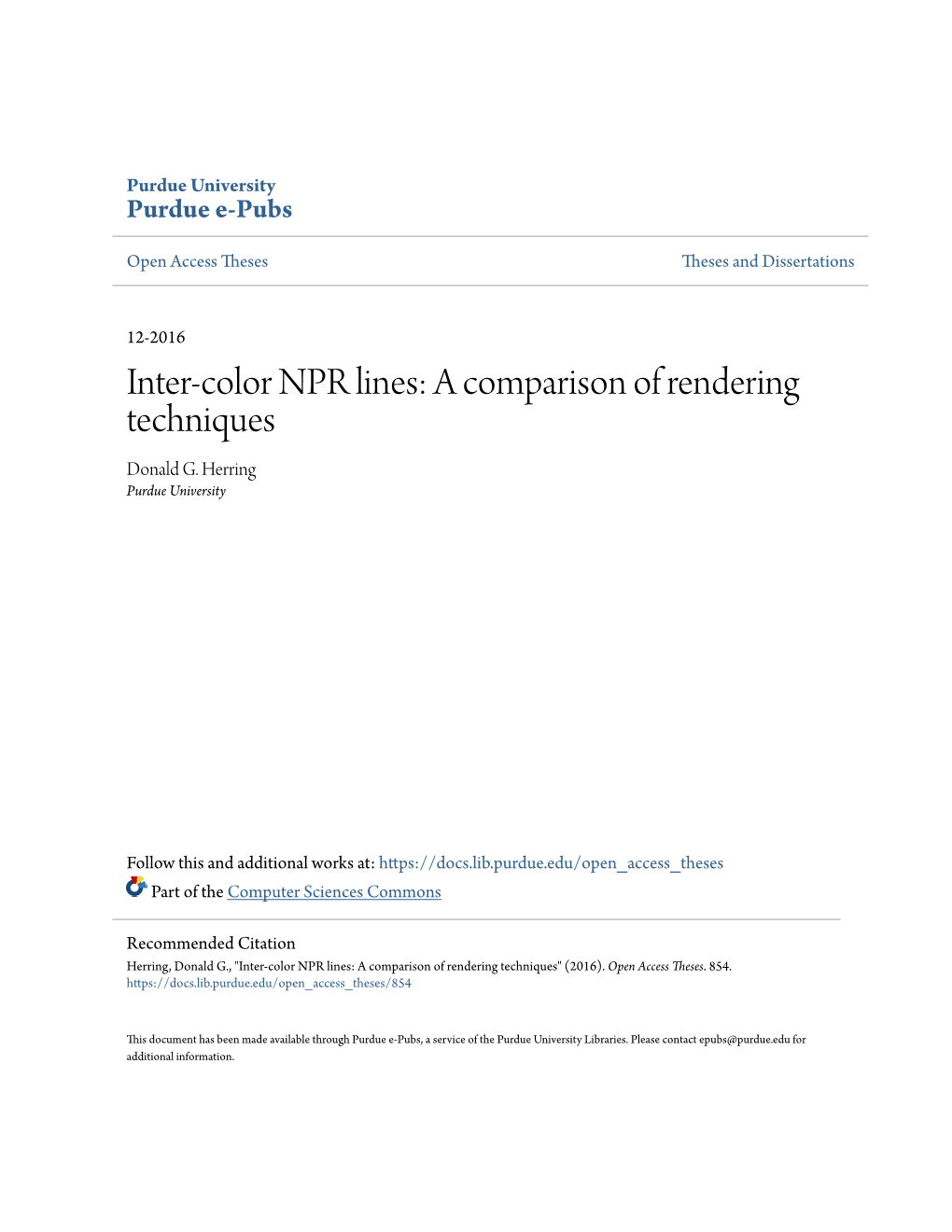 Inter-Color NPR Lines: a Comparison of Rendering Techniques Donald G