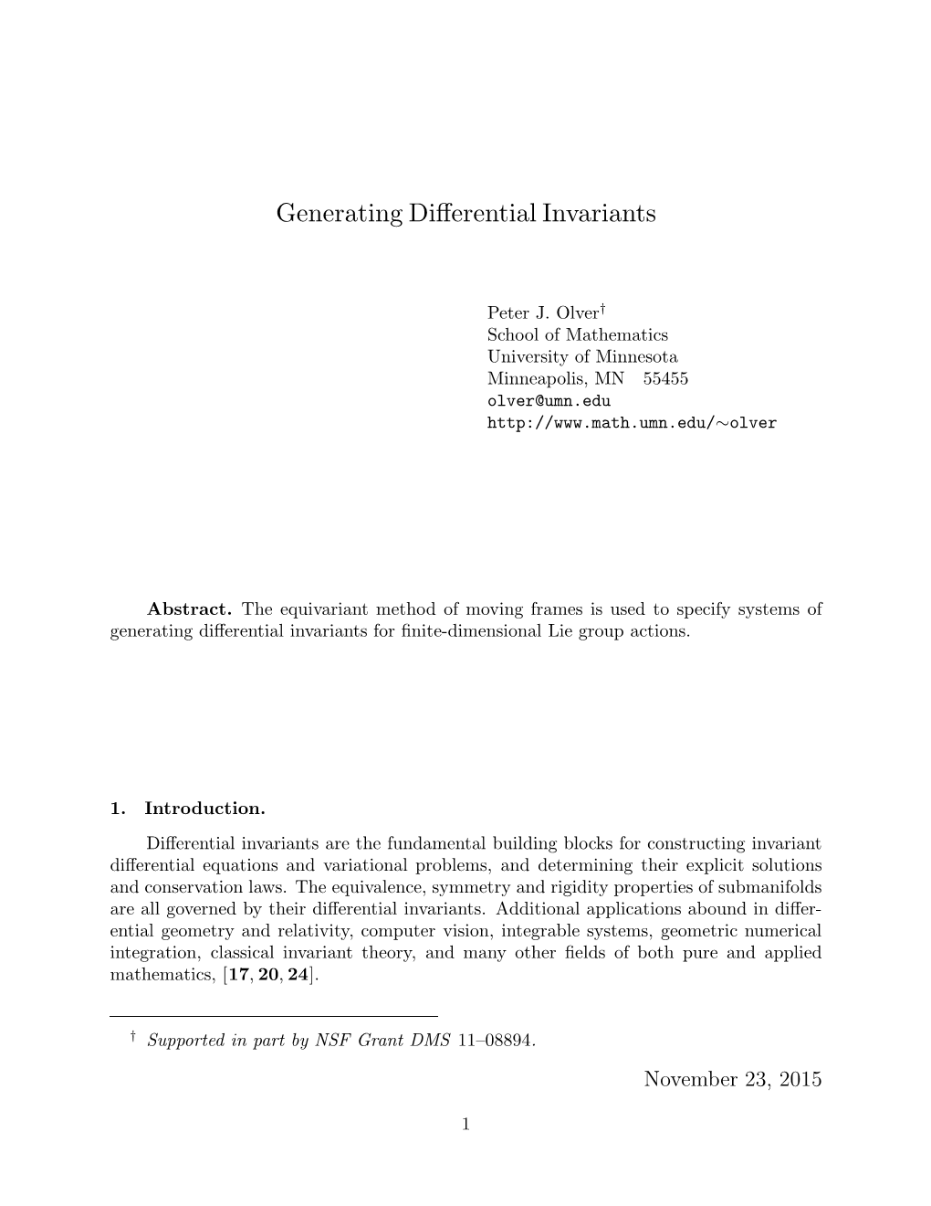 Generating Differential Invariants