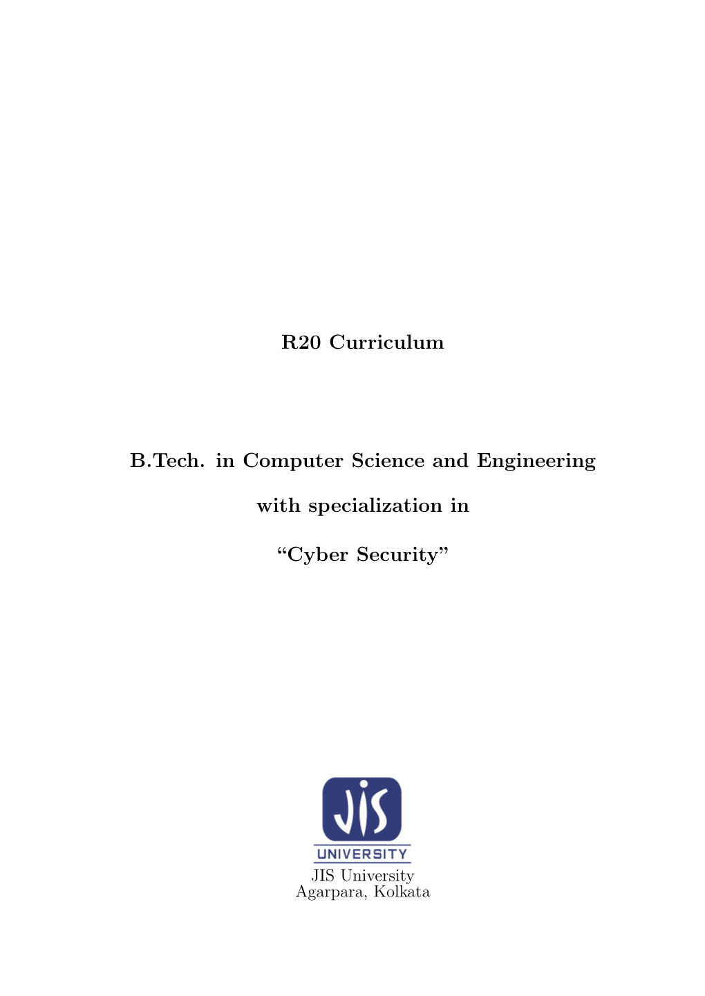 R20 Curriculum B.Tech. in Computer Science and Engineering With