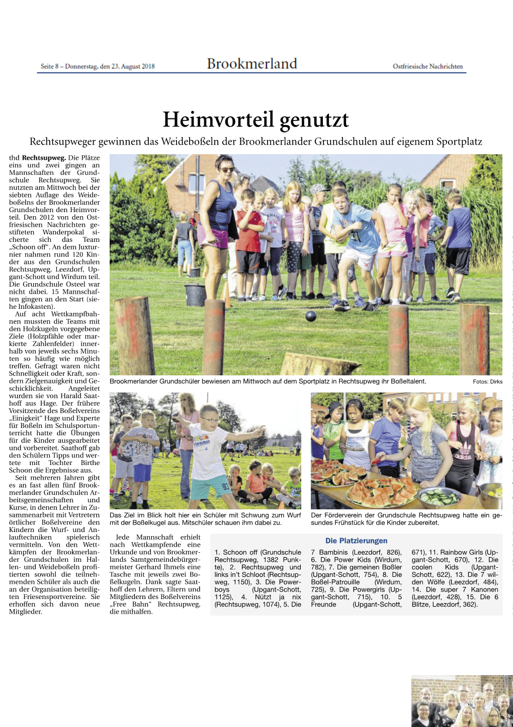 Heimvorteil Genutzt Rechtsupweger Gewinnen Das Weideboßeln Der Brookmerlander Grundschulen Auf Eigenem Sportplatz Thd Rechtsupweg