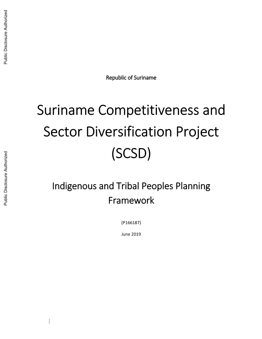Suriname Competitiveness and Sector Diversification Project (SCSD)