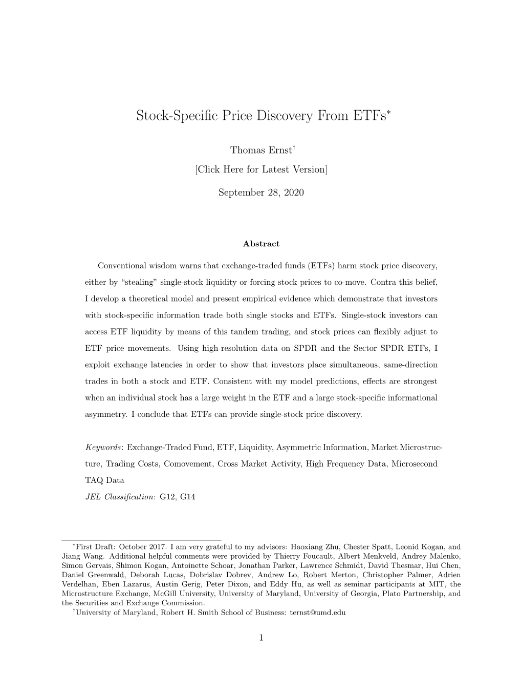 Stock-Specific Price Discovery from Etfs