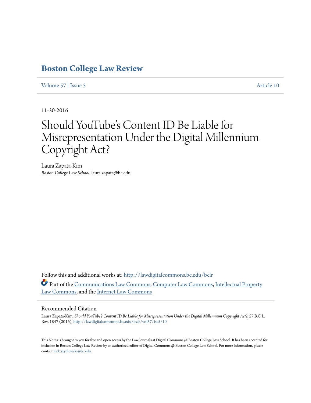 Should Youtube's Content ID Be Liable for Misrepresentation Under