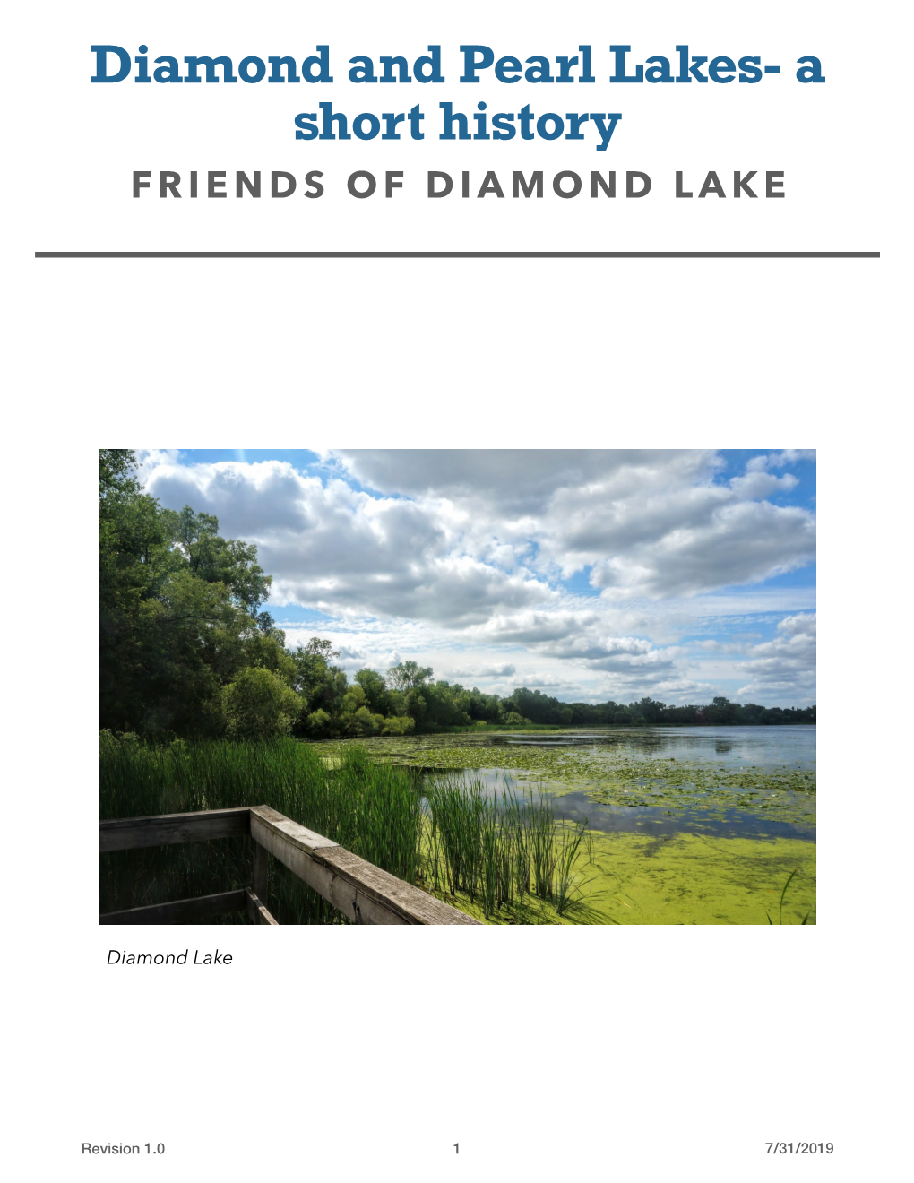 Diamond and Pearl Lakes – a Short History