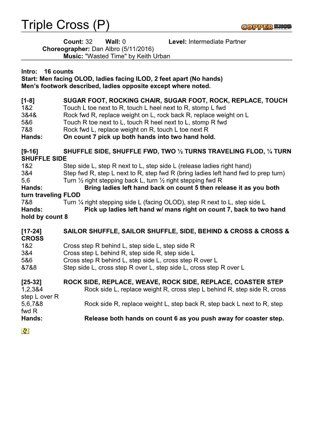 Copperknob - Linedance Stepsheets - Triple Cross (P)