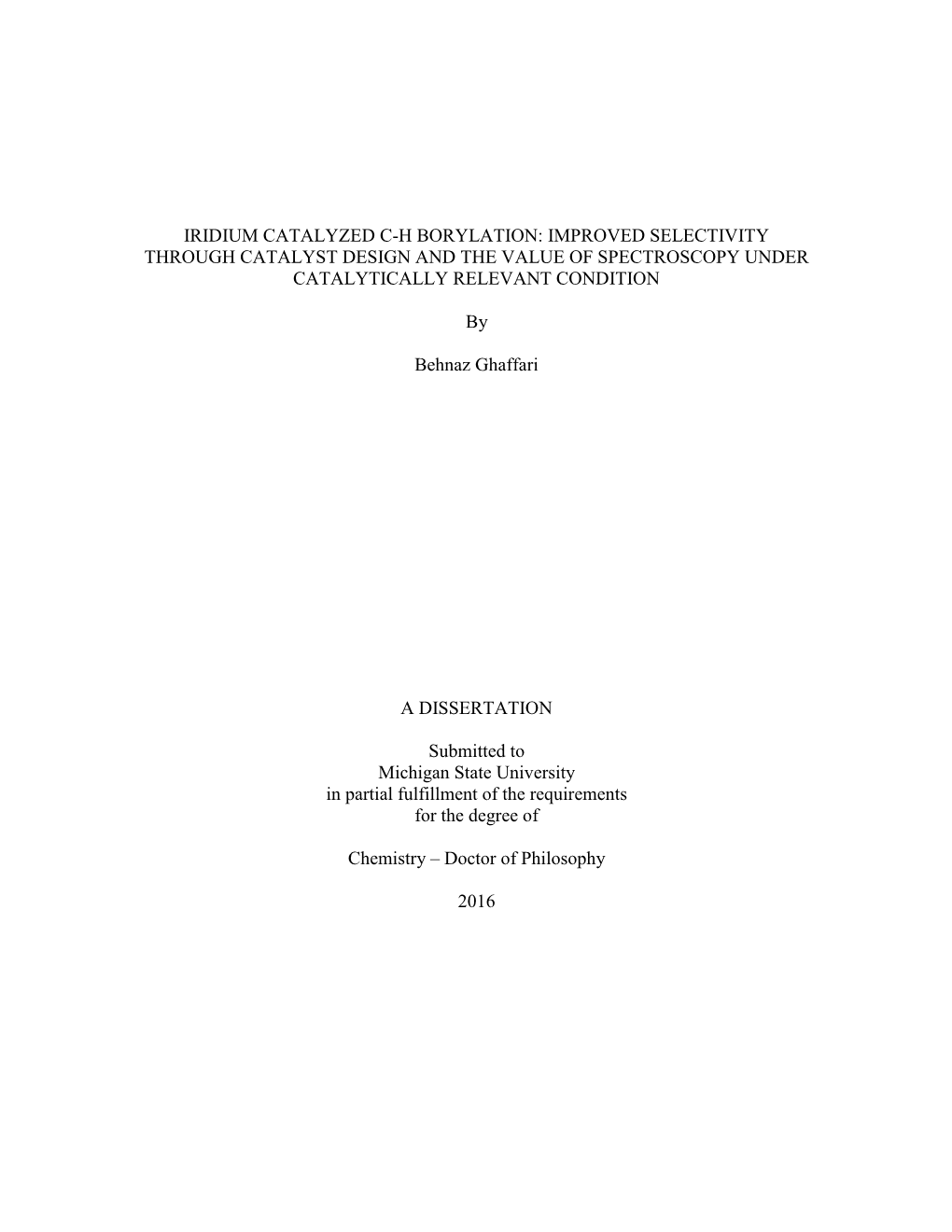 Iridium Catalyzed Ch Borylation