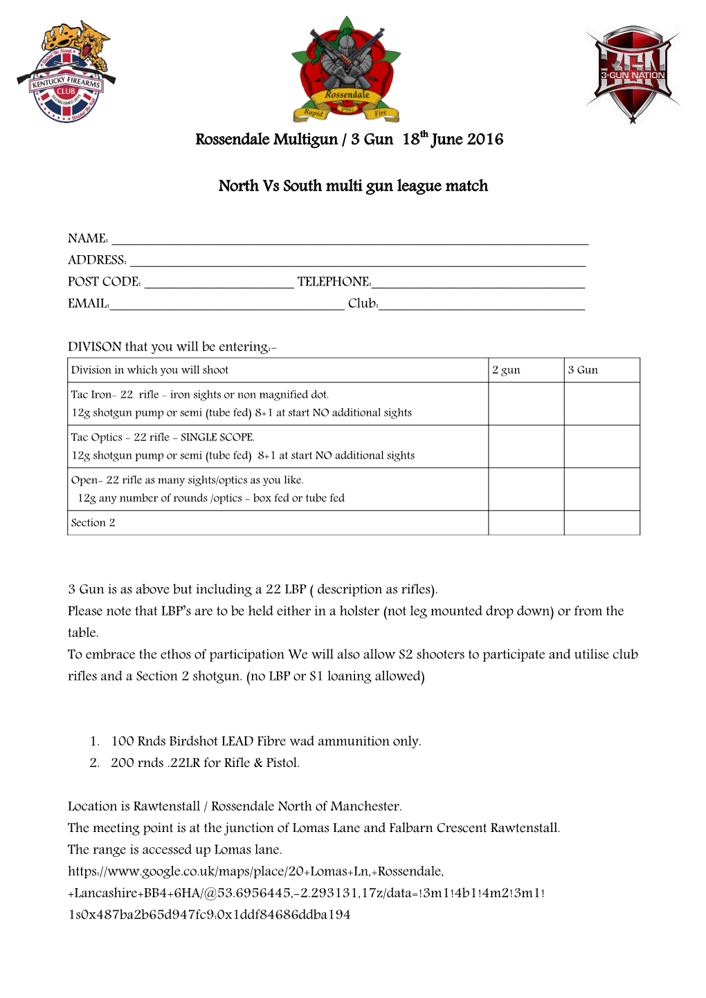 Rossendale Multigun / 3 Gun 18Th June 2016