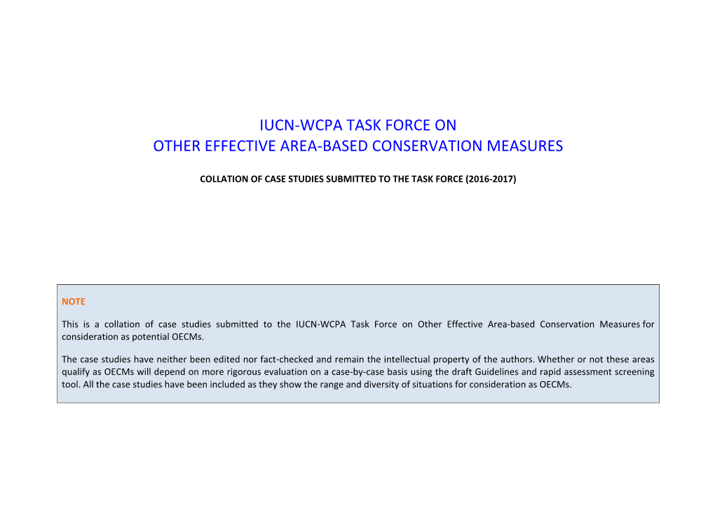 Collation of Case Studies Submitted to the WCPA OECM Task Force