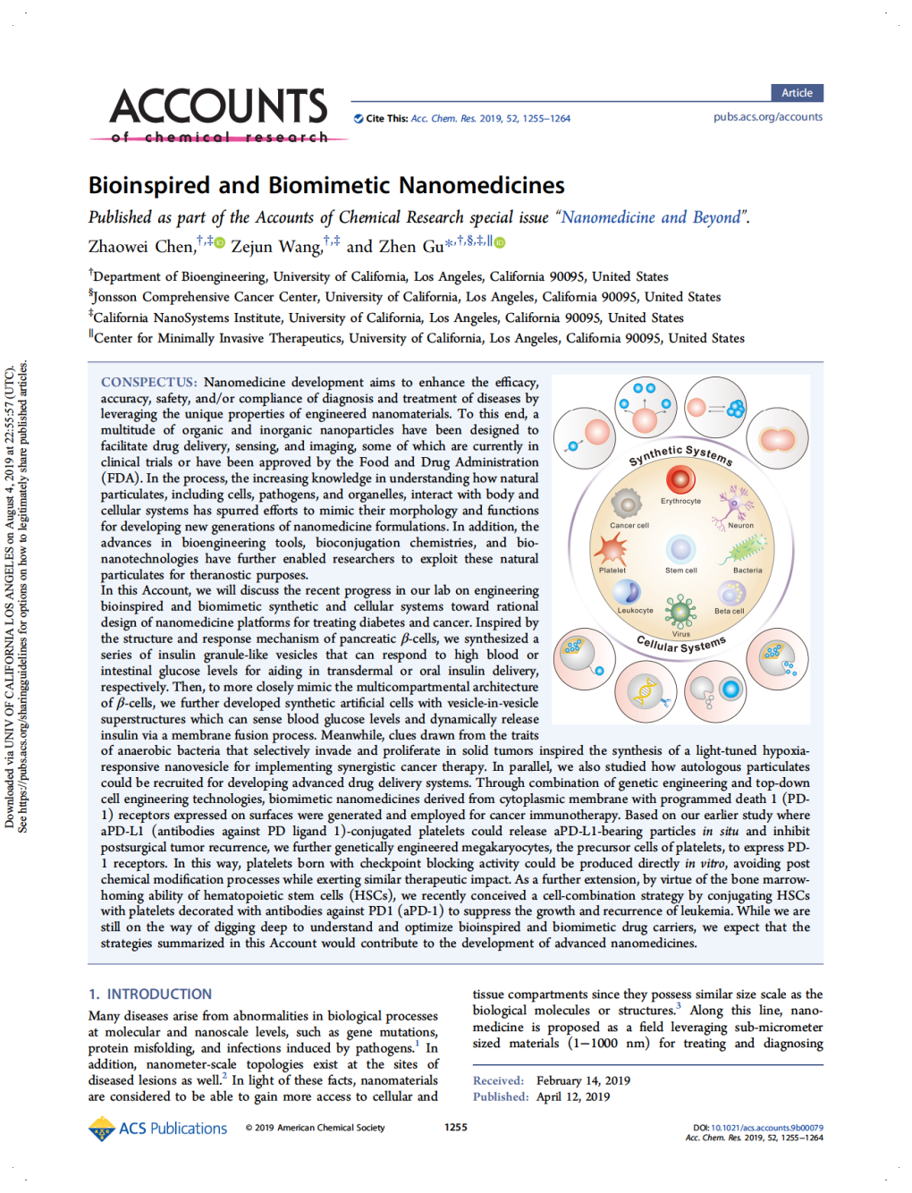 Bioinspired and Biomimetic Nanomedicines Published As Part of the Accounts of Chemical Research Special Issue“Nanomedicine and Beyond”