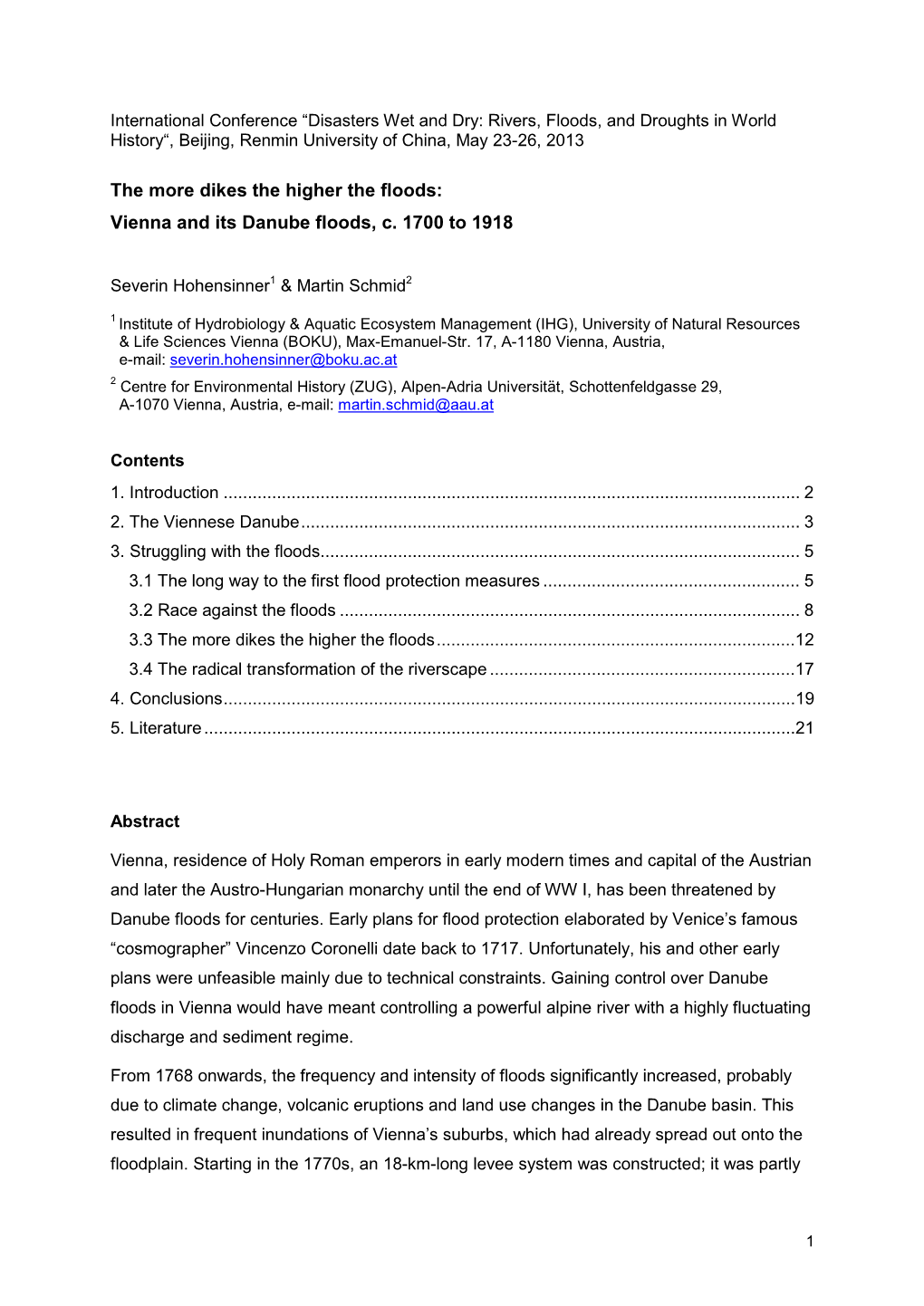 Historical Habitat Analysis As a Reference for Restoration of Austrian